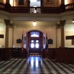 Inside on the main floor.