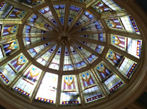 Stained glass inside the dome.