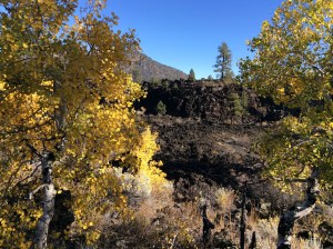 Might be hard to see but there is lava flow here.  It was up to 100 feet thick in this area