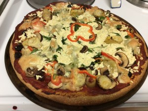 Vegan pizza at Mary's house!